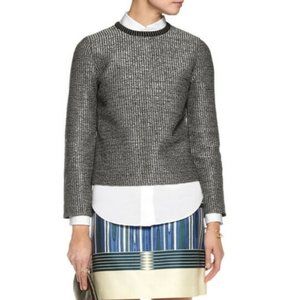 Tory Burch Raffia Sweater  Top Black & Gray Sz M